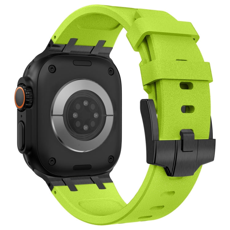 Rynx | For Apple Watch Series 4 44mm Stone Grain Liquid Silicone Watch Strap (Black Green)
