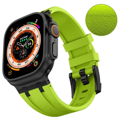 Rynx | For Apple Watch Series 4 44mm Stone Grain Liquid Silicone Watch Strap (Black Green)