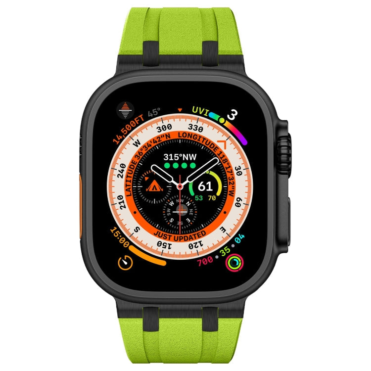 Rynx | For Apple Watch Series 4 44mm Stone Grain Liquid Silicone Watch Strap (Black Green)