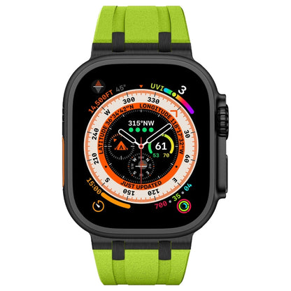 Rynx | For Apple Watch Series 4 44mm Stone Grain Liquid Silicone Watch Strap (Black Green)