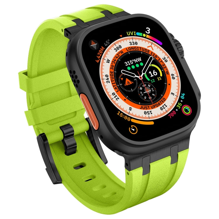 Rynx | For Apple Watch Series 4 44mm Stone Grain Liquid Silicone Watch Strap (Black Green)