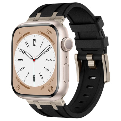 Rynx | For Apple Watch Series 4 44mm Stone Pattern Liquid Silicone Watch Band (Titanium Black)