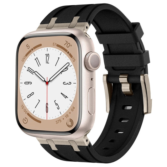 Rynx | For Apple Watch Series 4 44mm Stone Pattern Liquid Silicone Watch Band (Titanium Black)