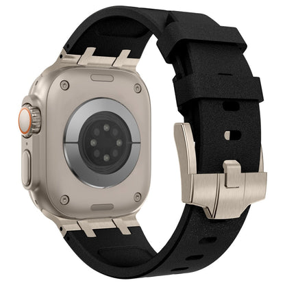 Rynx | For Apple Watch Series 4 44mm Stone Pattern Liquid Silicone Watch Band (Titanium Black)