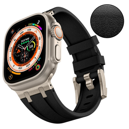 Rynx | For Apple Watch Series 4 44mm Stone Pattern Liquid Silicone Watch Band (Titanium Black)
