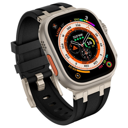Rynx | For Apple Watch Series 4 44mm Stone Pattern Liquid Silicone Watch Band (Titanium Black)