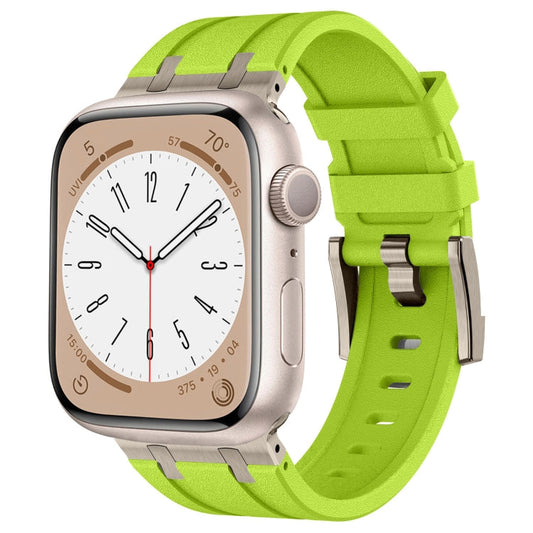 Rynx | For Apple Watch Series 4 44mm Stone Grain Liquid Silicone Band (Titanium Green)