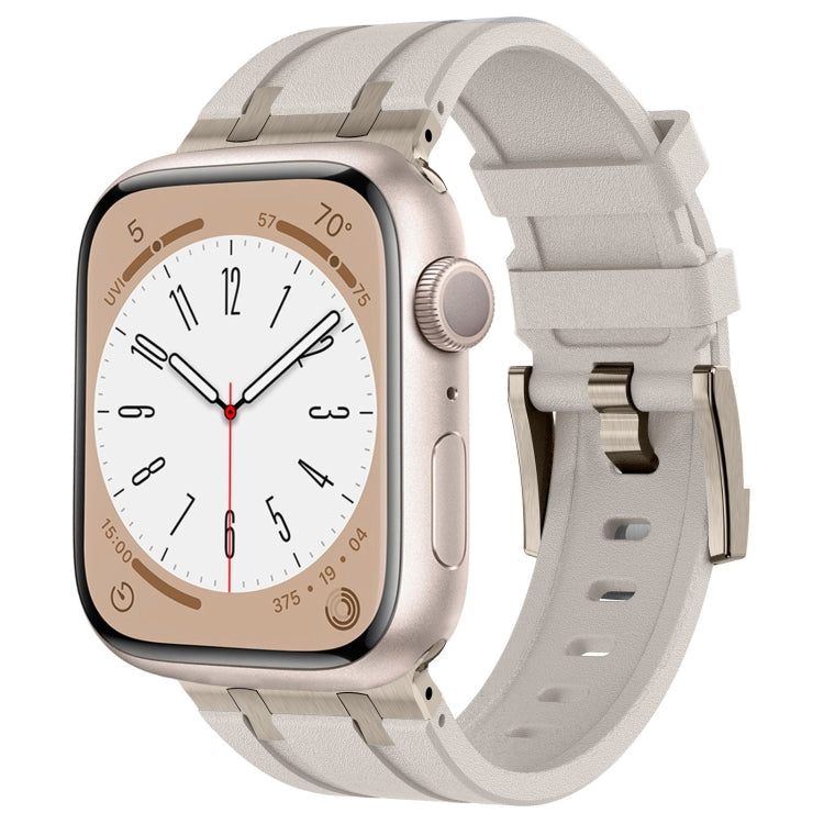 Rynx | For Apple Watch Series 4 44mm Stone Grain Liquid Silicone Watch Band (Titanium Starlight)