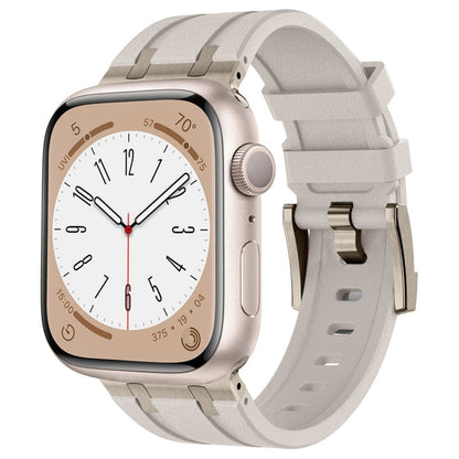 Rynx | For Apple Watch Series 4 44mm Stone Grain Liquid Silicone Watch Band (Titanium Starlight)