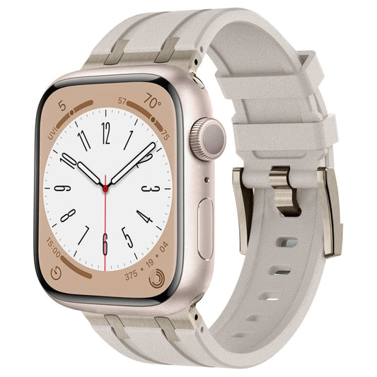 Rynx | For Apple Watch Series 4 44mm Stone Grain Liquid Silicone Watch Band (Titanium Starlight)