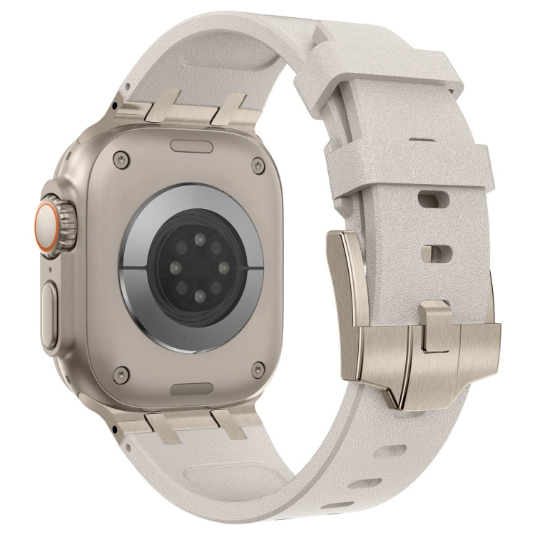Rynx | For Apple Watch Series 4 44mm Stone Grain Liquid Silicone Watch Band (Titanium Starlight)