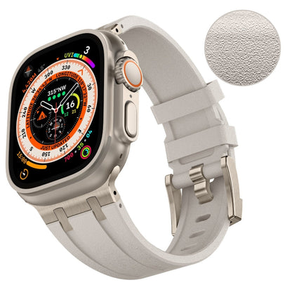 Rynx | For Apple Watch Series 4 44mm Stone Grain Liquid Silicone Watch Band (Titanium Starlight)