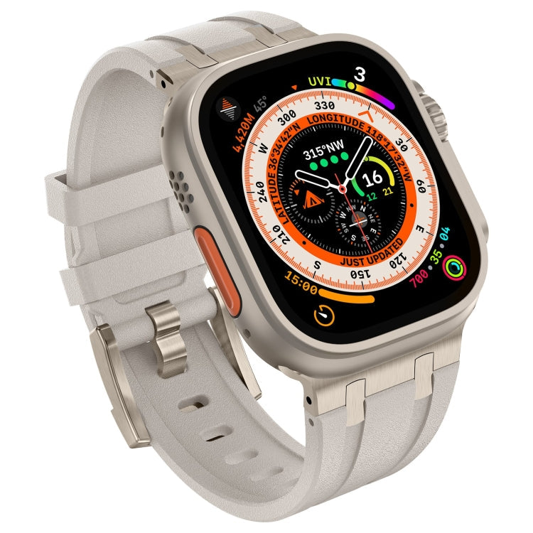 Rynx | For Apple Watch Series 4 44mm Stone Grain Liquid Silicone Watch Band (Titanium Starlight)