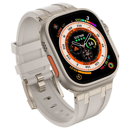 Rynx | For Apple Watch Series 4 44mm Stone Grain Liquid Silicone Watch Band (Titanium Starlight)