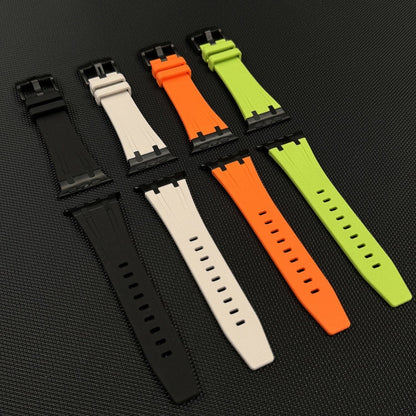 Rynx | For Apple Watch Series 4 44mm Stone Grain Liquid Silicone Watch Strap (Black Green)