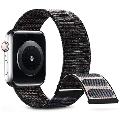 Rynx | For Apple Watch Series 9 45mm Dual Hook and Loop Nylon Watch Band (Reflective Black)