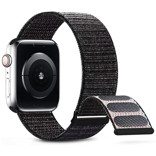 Rynx | For Apple Watch Series 9 45mm Dual Hook and Loop Nylon Watch Band (Reflective Black)