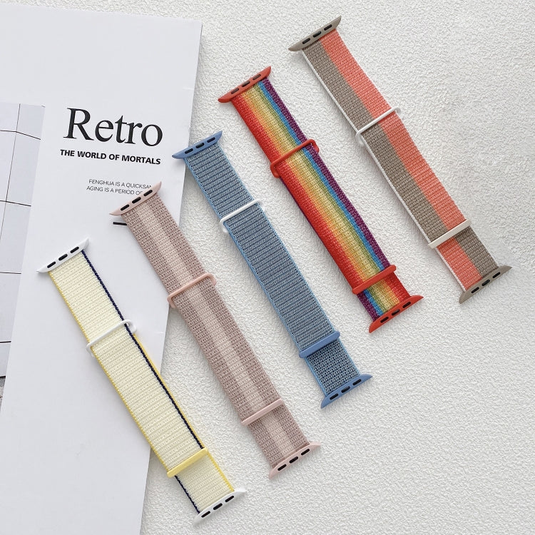 Rynx | For Apple Watch Series 8 45 mm Double Hook and Loop Nylon Watch Band (Rainbow)