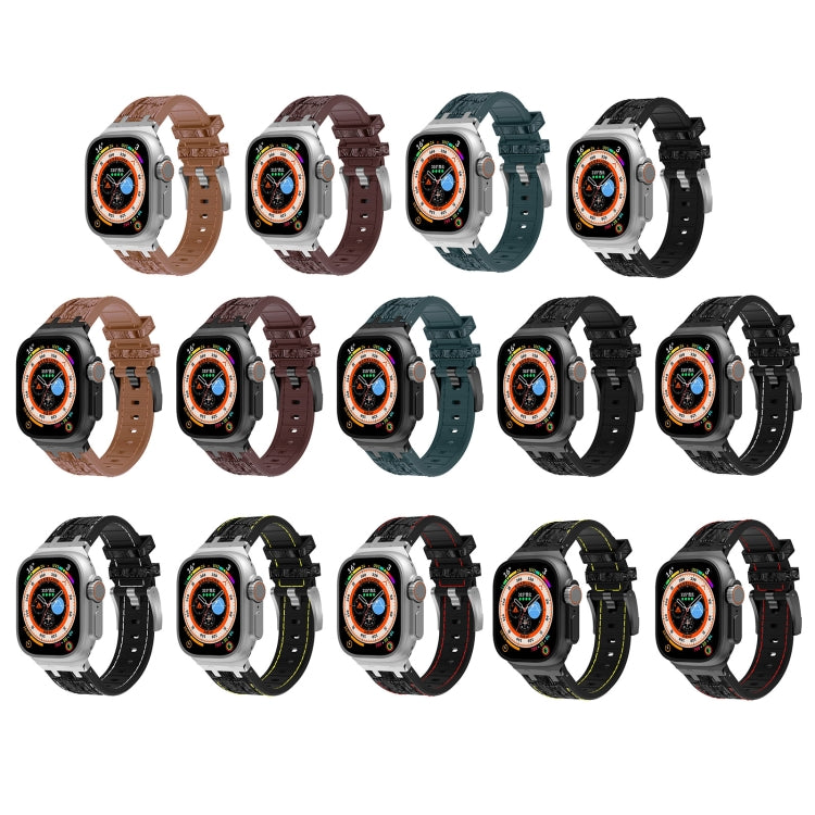 Rynx | For Apple Watch Series 9 45mm Crocodile Texture Liquid Silicone Watch Strap (Black White Black)