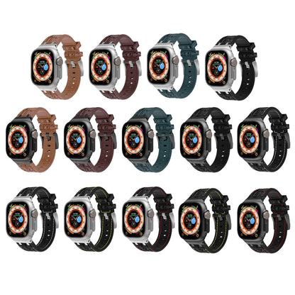 Rynx | For Apple Watch Series 9 45mm Crocodile Texture Liquid Silicone Watch Strap (Black White Black)