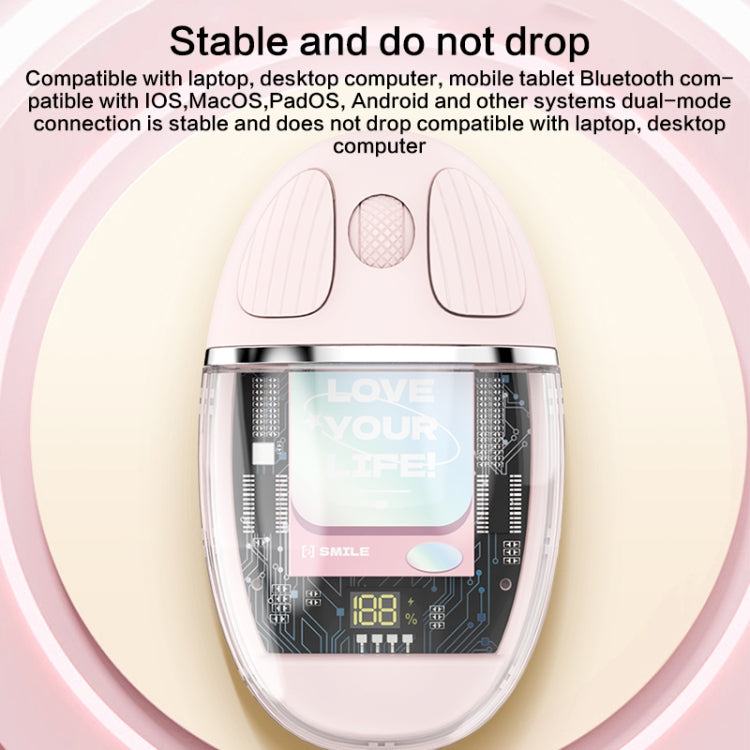 Rynx | ZGA Colorful Transparent Dual-Mode Wireless 2.4G + Bluetooth 5.0 Mouse (Purple)