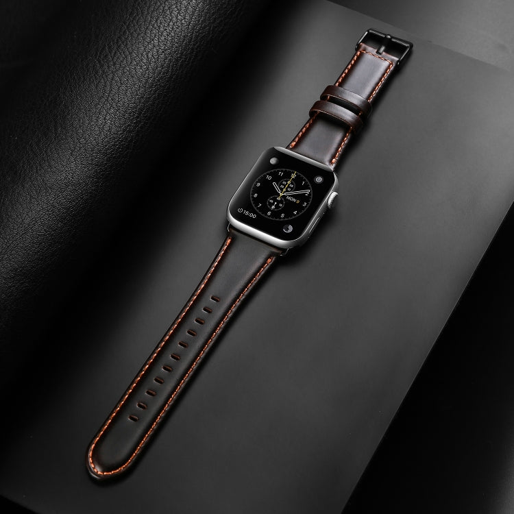 Rynx | For Apple Watch Series 9 45mm DUX DUCIS Business Genuine Leather Watch Strap (Coffee)