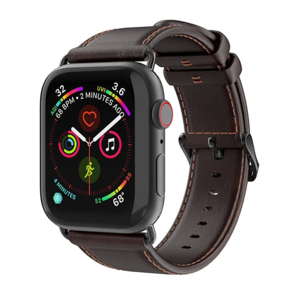 Rynx | For Apple Watch Series 9 45mm DUX DUCIS Business Genuine Leather Watch Strap (Coffee)