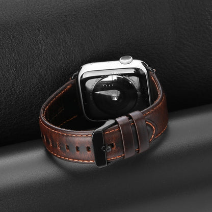 Rynx | For Apple Watch Series 9 45mm DUX DUCIS Business Genuine Leather Watch Strap (Coffee)