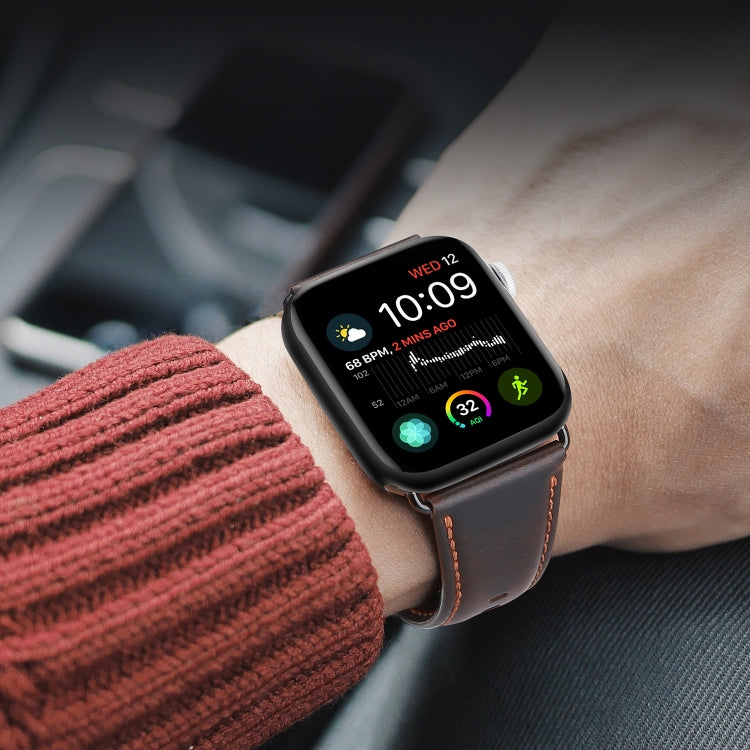 Rynx | For Apple Watch Series 9 45mm DUX DUCIS Business Genuine Leather Watch Strap (Coffee)