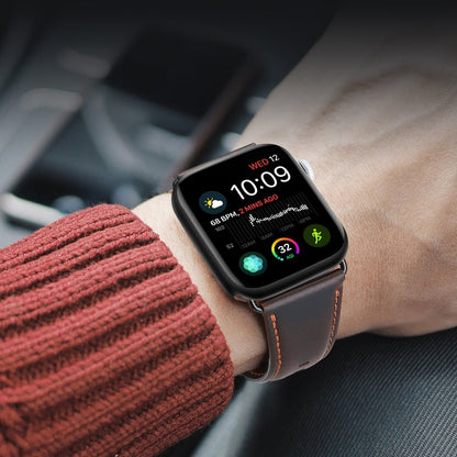 Rynx | For Apple Watch Series 9 45mm DUX DUCIS Business Genuine Leather Watch Strap (Coffee)