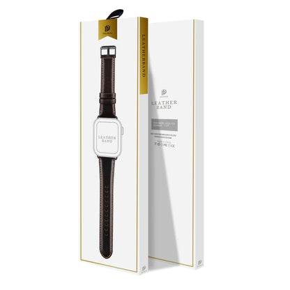 Rynx | For Apple Watch Series 9 45mm DUX DUCIS Business Genuine Leather Watch Strap (Coffee)