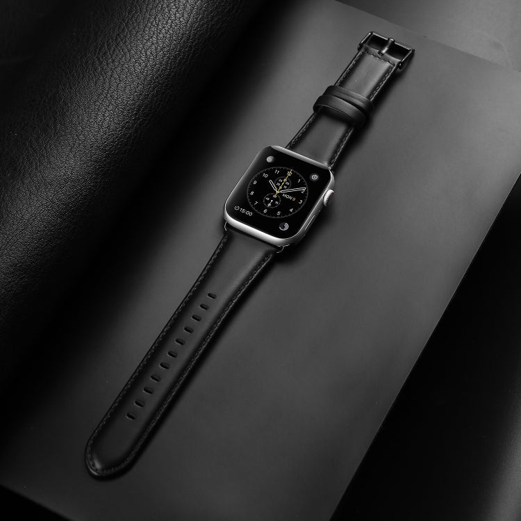 Rynx | For Apple Watch Series 7 45mm DUX DUCIS Business Genuine Leather Watch Band (Black)