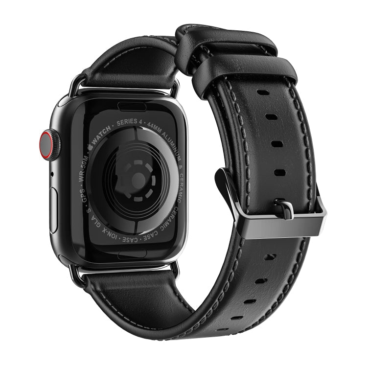 Rynx | For Apple Watch Series 7 45mm DUX DUCIS Business Genuine Leather Watch Band (Black)