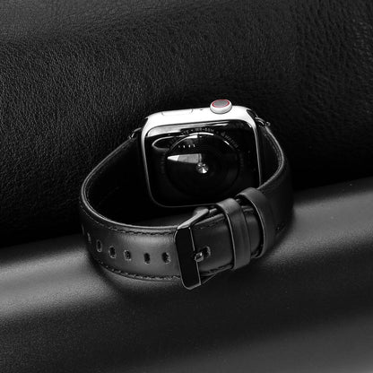 Rynx | For Apple Watch Series 7 45mm DUX DUCIS Business Genuine Leather Watch Band (Black)