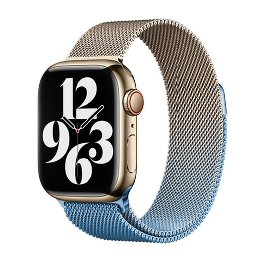 Rynx | For Apple Watch Series 9 45mm Milan Gradient Loop Magnetic Closure Band (Gold Blue)