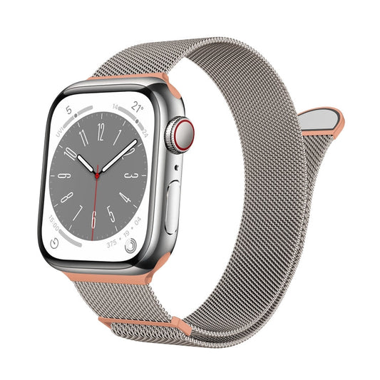 Rynx | For Apple Watch Series 9 41mm Two Colored Milanese Loops Magnetic Bracelet (Starlight Orange)