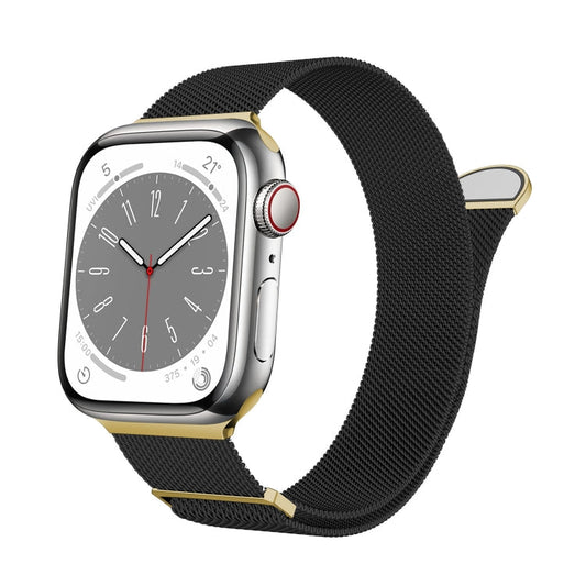 Rynx | For Apple Watch Series 3 42 mm Two-Color Milanese Loop Magnetic Bracelet (Black Gold)