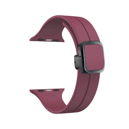 Rynx | For Apple Watch Ultra 2 49mm Magnetic Square Buckle Silicone Bracelet (Wine Red)