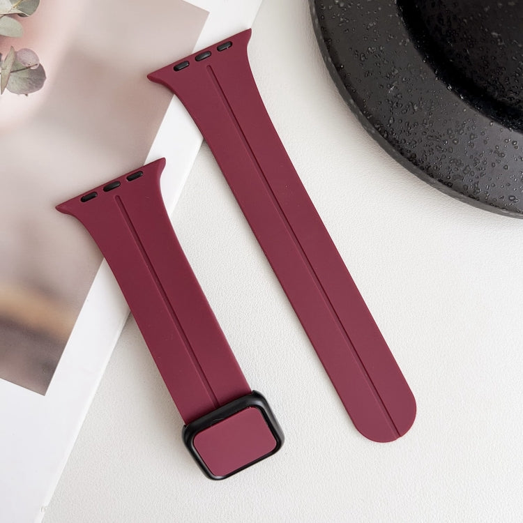 Rynx | For Apple Watch Ultra 2 49mm Magnetic Square Buckle Silicone Bracelet (Wine Red)