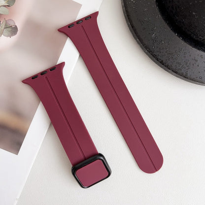Rynx | For Apple Watch Ultra 2 49mm Magnetic Square Buckle Silicone Bracelet (Wine Red)