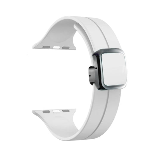 Rynx | For Apple Watch Series 9 45 mm Magnetic Square Buckle Silicone Strap (White)