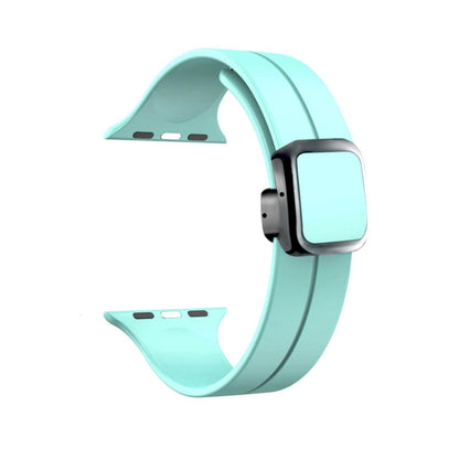 Rynx | For Apple Watch Series 9 45mm magnetic square buckle silicone watch strap (Sapphire Blue)