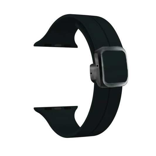 Rynx | For Apple Watch Series 9 45mm Magnetic Square Buckle Silicone Band (Black)