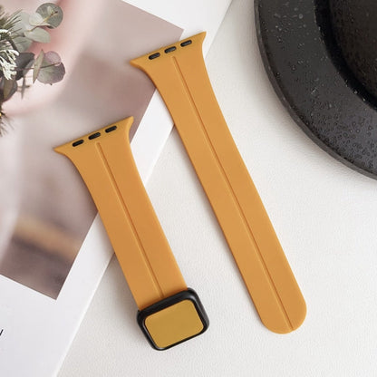 Rynx | For Apple Watch Series 9 45mm Magnetic Square Buckle Silicone Watch Band (Yellow)