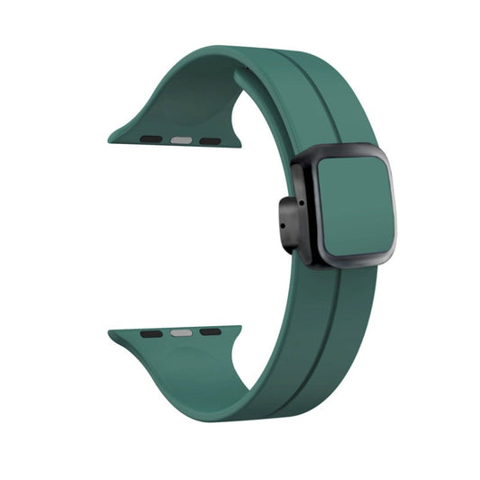 Rynx | For Apple Watch Series 9 45mm Magnetic Square Buckle Silicone Watch Strap (Pine Green)