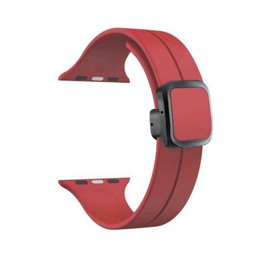Rynx | For Apple Watch Series 9 41mm Magnetic Square Buckle Silicone Watch Band (Red)