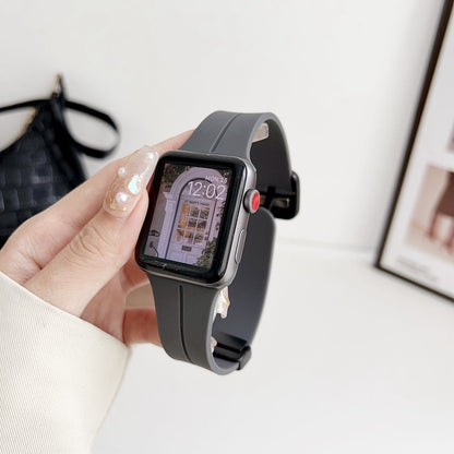 Rynx | For Apple Watch Series 8 45mm Magnetic Square Buckle Silicone Strap (Dark Gray)