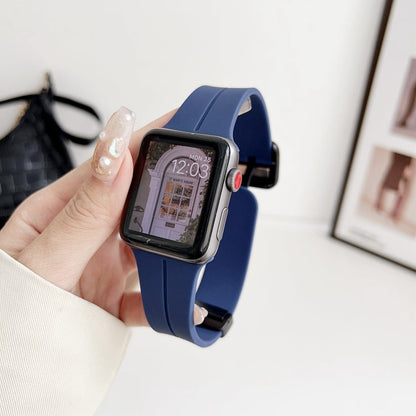 Rynx | For Apple Watch Series 8 45mm Magnetic Square Buckle Silicone Band (Midnight Blue)