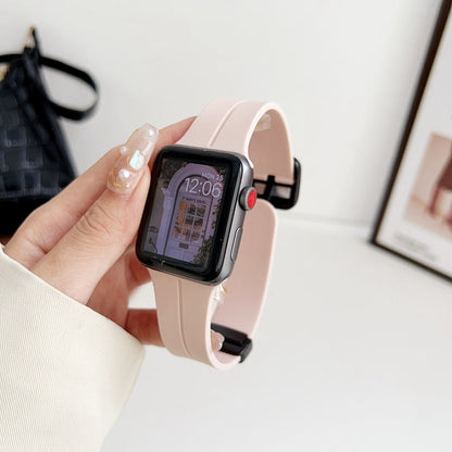 Rynx | For Apple Watch SE 2022 40mm Magnetic Square Buckle Silicone Watch Band (Sand Pink)