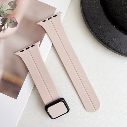 Rynx | For Apple Watch SE 2022 40mm Magnetic Square Buckle Silicone Watch Band (Sand Pink)
